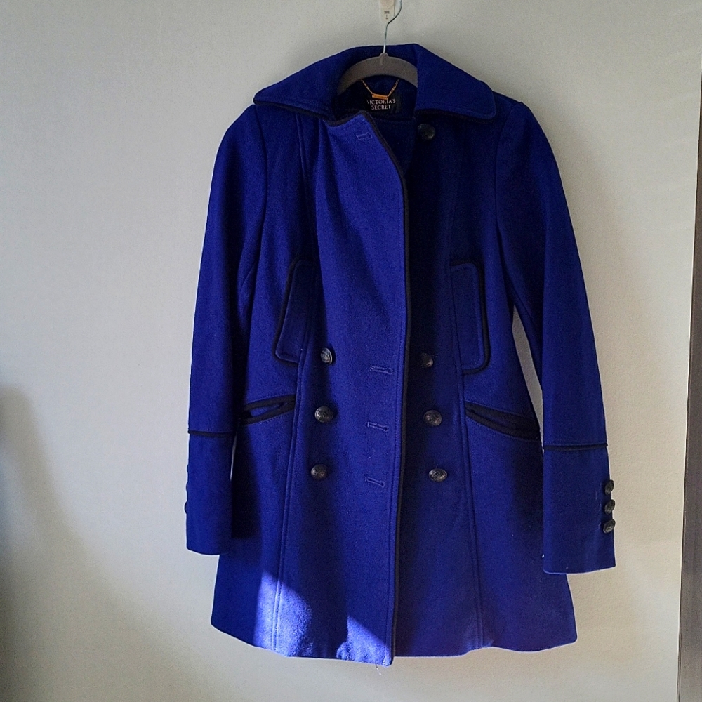 Royal blue winter wool coat